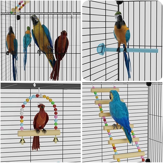STILLCOVE Extra Large Bird Cage, Black Parakeet Cages with Rolling Stand & Wheels, Wide Birdcage for Parrots Cockatiels Conure Budgie Canary Finch Lovebird