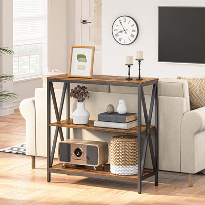 MAHANCRIS 31.5" Sofa Table, Industrial Console Table, 3-Tier Entryway Table, Narrow Sofa Table with Storage Shelves, Foyer Table, Hallway Table for entryway, Living Room, Rustic Brown CTHR8001Z