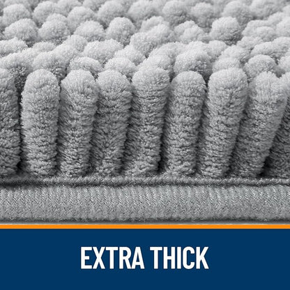 OLANLY Bathroom Runner Rugs 47x17, Extra Soft Absorbent Chenille Bath Rugs, Rubber Backing Quick Dry, Machine Washable Long Bath Mats for Bathroom Floor, Tub and Shower, Home Decor Accessories, Grey