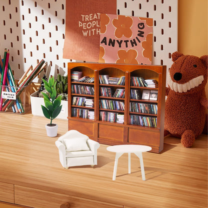 DIYDEC Mini Bookshelf with 240pcs Mini Books Sofa Desk Plant Miniature Anxiety Bookshelf Ornament Tiny Small Library Decor Shake Away Your Anxiety for Book Lovers Gift Home Room Office