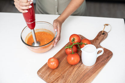 OVENTE Immersion Hand Blender, 300W Electric Handheld Portable Stick Mixer with 2 Mixing Speed and Stainless Steel Blades for Effortless Blending Smoothies, Shakes, Puree or Baby Food, Red HS560R