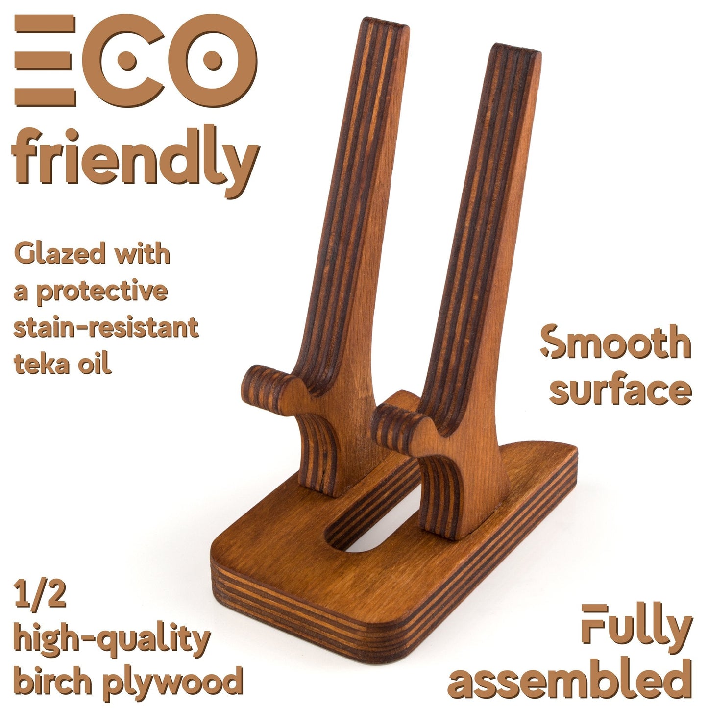 Rostmary Wooden Cell Phone Holder Tablet Stand for Desktop – Ideal for iPhone, iPad, Samsung, Tablet PCs, eReaders, Artwork, Make-up Mirror, Photo Frame Stand – Lightweight Docking Station