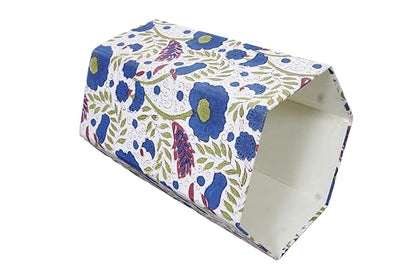 Generic 3.3 Gallon Cotton Hand Block Printed Paper Waste Basket |Small Decorative Trash Can for Housewarming Gifts in Living Room, Bedroom, Bathroom | Eco-Friendly, Plastic-Free (1, WHITE BLUE GREEN)