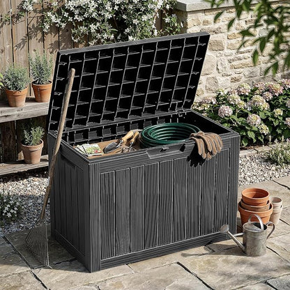 50 Gallon Outdoor Package Delivery Box, Black | Lockable Secure, Waterproof & Weatherproof, Resin Parcel Drop Box, For Porch, Garden, Backyard, Patio & Lawn