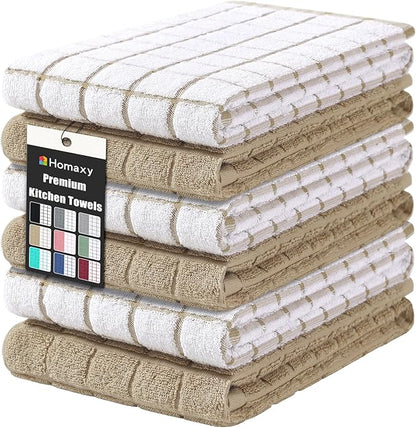 Homaxy Premium Cotton Kitchen Towels 16"x 28", Large Natural Ring Spun 390 GSM