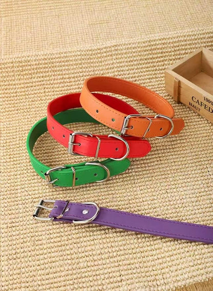 Orange Soft Leather Dog Collar for Small,Medium, Large Dog, Comfortable and Adjustable (Wide: 0.55'' for Dog's Neck: 9''~12'', Orange, S)