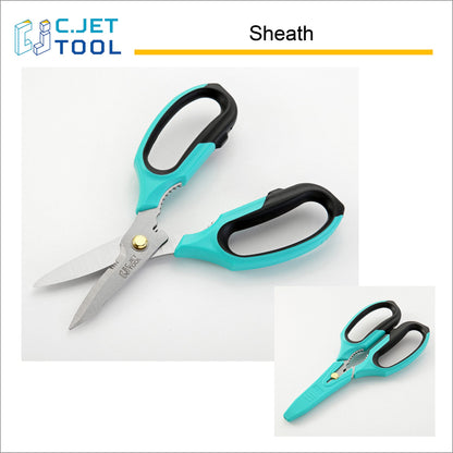 C.JET TOOL 8" Heavy Duty Scissors, Utility Scissors All Purpose for Cardboard, Plastic, Carpet, Rope, Leather. Sharp Stainless Steel Blades, Non‑Slip Handle, Kitchen Shears for Food, Meat & Poultry