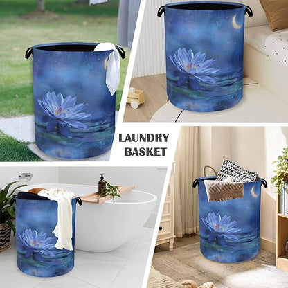 Water Lily Laundry Basket, Moon Oxford Cloth Laundry Hamper