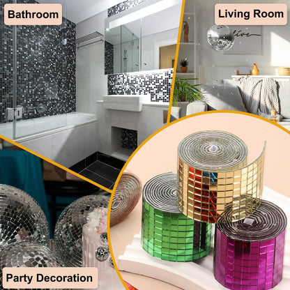 PATIKIL 5x5mm Self Adhesive Mirrors Mosaic Tiles, 3600 Pcs Square Mini Glass Mosaic Disco Tile Sticker for DIY Craft Disco Ball Party Decoration, Blue