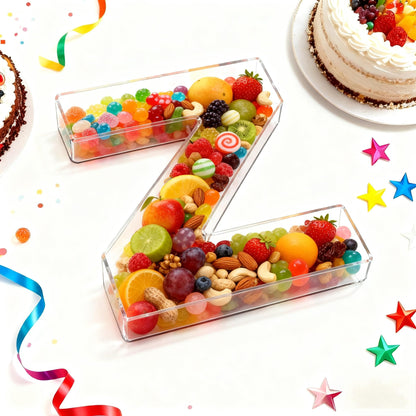 10" Acrylic Letter Charcuterie Tray - Reusable Fillable Alphabet Shape Charcuterie Box, Alphabet Shape Cake Candy Tray for Birthday Anniversary Party Decorations (Letter Z)