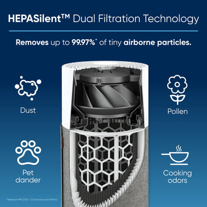 BLUEAIR Air Purifier for Home HEPA Air Purifiers for Pets, Allergies, Dust, Nursery, Office HEPASilent Techonolgy Air Cleaner for Small Rooms 432 sq ft coverage - Blue Pure 511