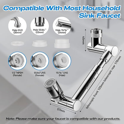1440° swivel faucet extender, sink faucet aerator extender, swivel extendable