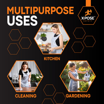 Xpose Safety 100 Pack White Plastic Disposable Bulk Aprons, Individually Wrapped Waterproof Polyethylene Aprons for Cooking, Food Prep & Cleaning, 1 Mil Durable Plastic, 24" x 48"