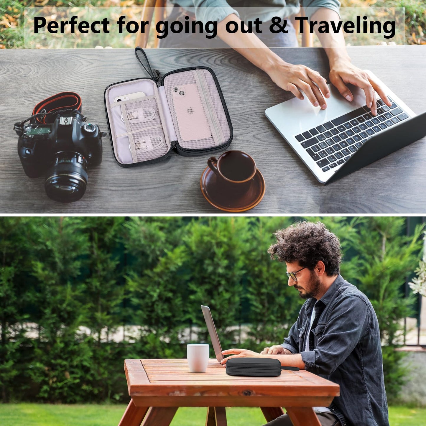 DDgro Travel Accessories Organizer Electronics Pouch for Keeping Certificates Charger/Power Bank/Cables/Mouse/Earphone (Medium, Black)
