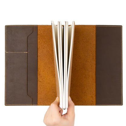 WANDERINGS A5 Size Travelers Notebook with Pockets - 6"x8.5" / 15cm x 22cm - Refillable Travelers Journal - Beautifully Handcrafted, Premium Leather Journal, includes 120 GSM Blank Inserts