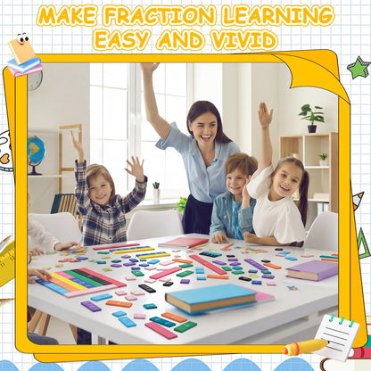 Sayglossy 10 Set Fraction Tiles Set for Math Classroom Rainbow Color Manipulatives Montessori Math Materials for Maths Classroom School Learning Educational Supplies