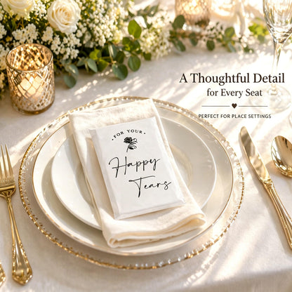 DORIS HOME Happy Tears Tissue Packs, 48 Count, 3-Ply Individual Facial Tissues for Wedding Guests, Ceremony, Reception, Bridal Shower