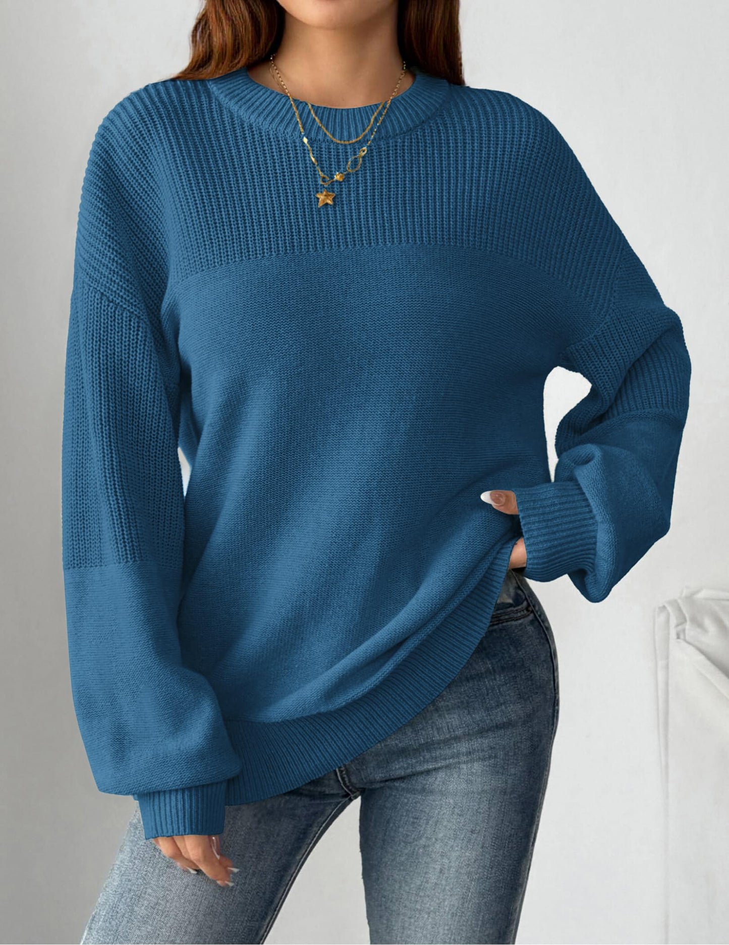 Zeagoo Women's 2025 Fall Chunky Knit Sweater Oversized Crewneck Long Sleeve Winter Cotton Pullover Sweaters Jumper Tops