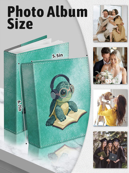 Lebrocoli Photo Album 4x6, 56 Pockets Small Picture Book Sea Turtle, Personalized Large Capacity Mini PU Leather Picture Album Gift for Family Graduation Wedding Travel