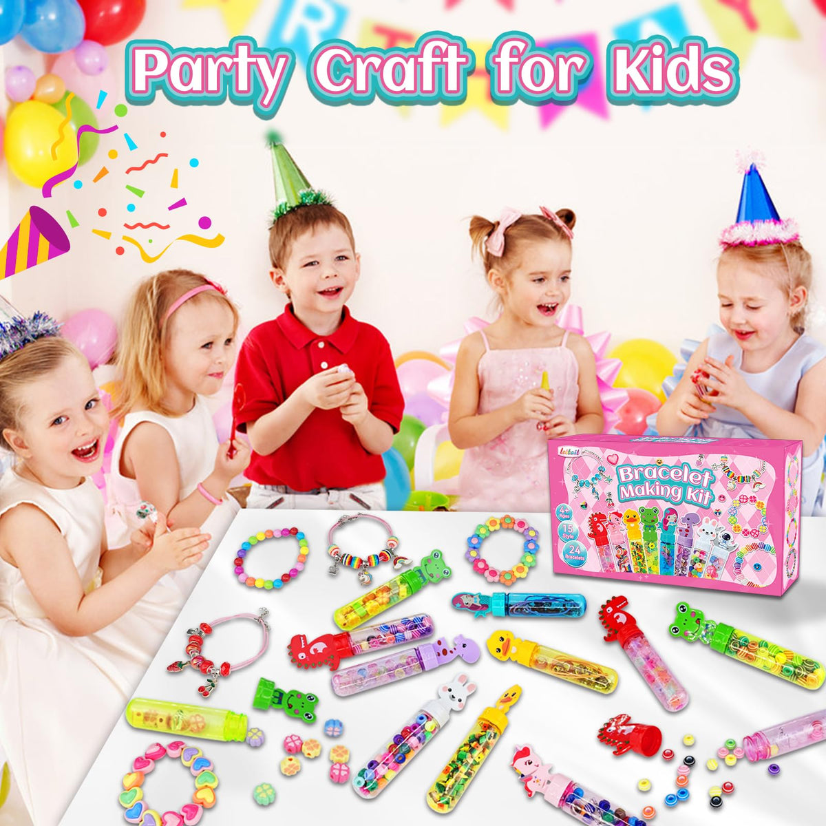 leitait 24 Pack Bracelet Wands,Charm Bracelet Jewelry Making Kit,Arts Crafts for Kids,Unicorn Party Favors Supplies,Goodie Bags Stuffers,Classroom Prizes,Birthday Gifts for Girls Ages 4-8 Years Old