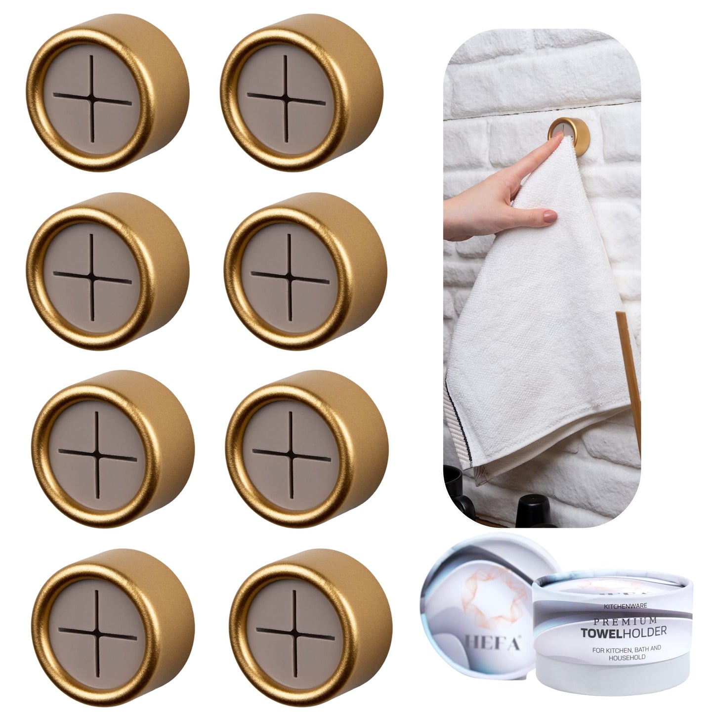 HEFA Towel Hooks, Towel Holder, Dish Towel Holder, Kitchen Organization, Kitchen Towel Hook, Kitchen Towel Holder, Hand Towel Holder, Kitchen Gadgets, Kitchen Essentials, Bathroom Accessories, 4 Pack