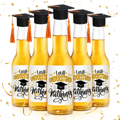 36 Pieces 2026 Mini Graduation Caps with Tassels Graduation Wine Bottle Toppers(Black Cap with Orange Tassel)