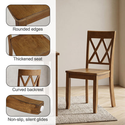 DUHOME Wood Dining Chairs Set of 4, Farmhouse Cross Back Solid Wood Kitchen Chairs, Vintage Walnut Finished Armless Dining Chairs for Home Kitchen, Breakfast Nook, Dining Room and Bistro
