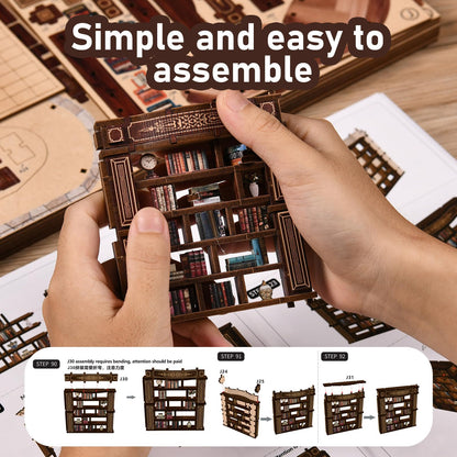 Book Nook Kit, DIY Miniature House with LED for Bookshelf Decor, Dreamy Book Hall 3D Wooden Puzzle Bookend, Relaxing DIY Craft for Adults & Teens (14+), 888PCS, Gift for Friends & Family