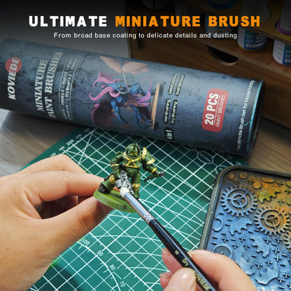 KOVIEDE Miniature Paint Brushes Dry Brush, 20PCS Fine Detail Paint Brush Set for Blending, Dusting, Acrylic Oil Watercolor Painting, Model Painting, Crafts, Paint by Numbers
