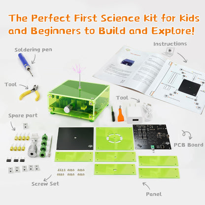 eUda+ STEM Tesla Lightning Kit for Kids&Adults Science Kits for Kids Age 12-14 Build Stem Kits for Kids Age 14-16 Soldering Practice Kit for Beginners 12 13 14 15 16 17 18+ (Soldering Version, RTB)