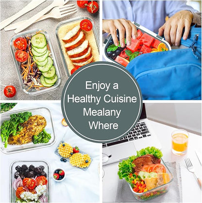 VERONES 10 Pack Glass Meal Prep Containers, Airtight Glass Lunch Containers