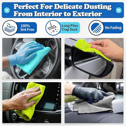 FIXSMITH Microfiber Cleaning Cloth, Shop Towels Bulk, 24 Pack Microfiber Towels