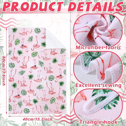 Geyoga 6 Pcs Spring Floral Kitchen Towels Flamingo Dish Hand Towels Sunflower