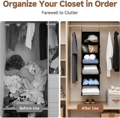 StorageWorks 6-Shelf Hanging Closet Organizers, Foldable Closet Storage