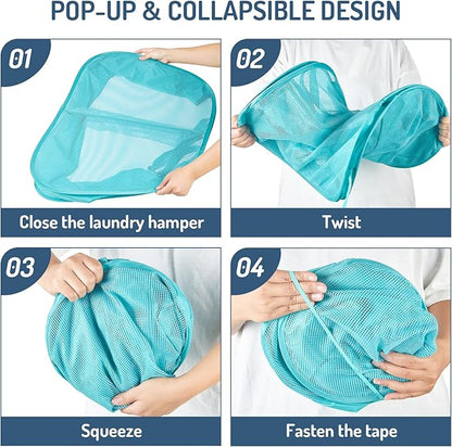 Seiritex Mesh Popup Laundry Hamper 2 Compartment, Collapsible Laundry Sorter