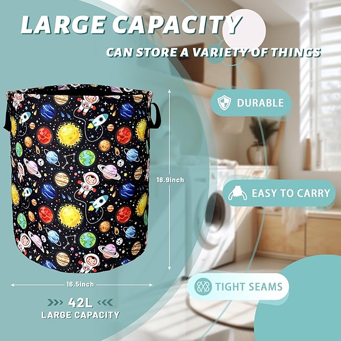 Funny Astronaut Laundry Basket Foldable