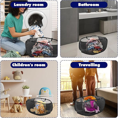 4 Pack Pop-Up Mesh Laundry Basket, Open Collapsible Laundry Baskets
