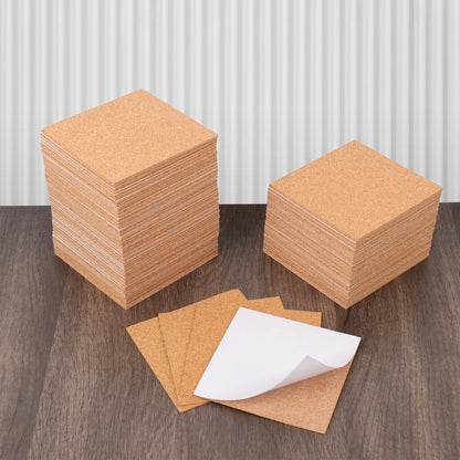 300 PCS 4 x 4 Inch Self Adhesive Cork Squares, Squares Backing Cork Tiles Sheets for Coasters, Perfect for DIY & Craft Projects