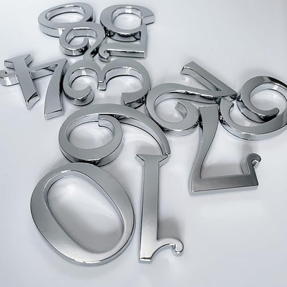 2 Inch Mailbox Numbers, Chrome Door Address Sign Number Stickers for Aprtment Office Home Room, Self Adhesive Install, Metal Shining, Suit for Outside or Indoor.(Silver, 2" - Set of 20)
