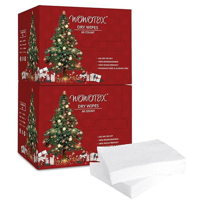 Christmas Style WOWOTEX Disposable Face Towel Biodegradable Large Dry Face