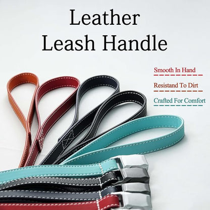MagEase Dog Collar with 4FT Leash | Adjustable | Anti-Wrinkle, Bite & Stain-Resistant Leather | Soft & Skin-Friendly | 450LB Escape-Proof Magnetic Buckle (Navy Blue, Large)