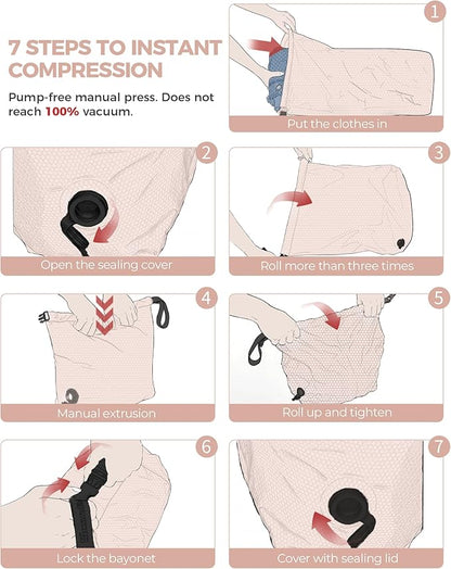 Travel Laundry Bag, Pump Free Vacuum Storage Bag Reusable Compression Dirty