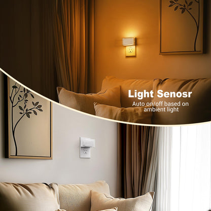 JandCase LED Night Light, [2 Pack] Night Lights Plug into Wall with Dusk to Dawn Sensor, Dimmable Plug in Night Light, Adjustable Brightness, 3000K Soft White Nightlight for Bedroom Bathroom Hallway