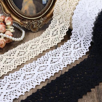Beige Lace Ribbon 8 Yards Crochet Lace Trim Extra Wide Cotton Sewing for Crafts, Gift Package Wrapping, Bridal Wedding Decoration, Scrapbooking Supplies