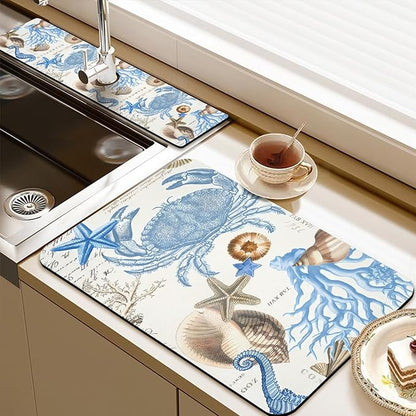 19.5" x 12" Dish Drying Mat & 24" x 5.5" Sink Splash Guard, Super Absorbent