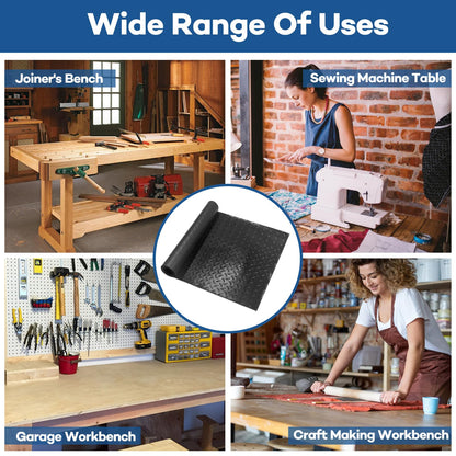 48" x 17" Work Bench Pad PVC Workbench Mat with Non-Slip Steel Plate Texture, 1.5mm Thick Scratch & Stain Resistant Surface for Woodworking, Crafting, DIY Projects and Tool Protection