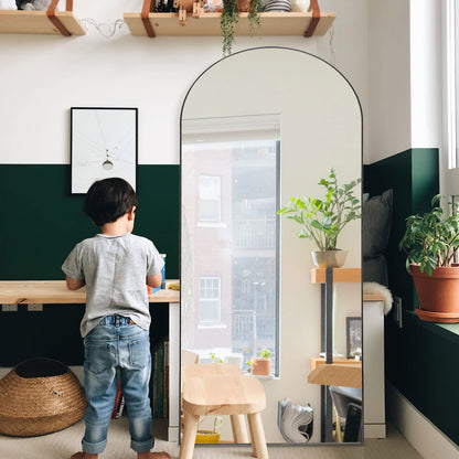 Trvone Arched Full Length Mirror, Wooden Thin Fram,71"x28"Full Body Mirror, Hanging or Leaning Against Wall, Bedroom Mirror, Floor Mirror, Dressing Mirror, Black