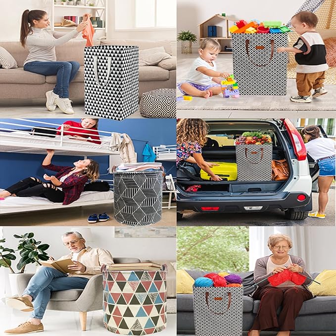 75L Waterproof Laundry Hamper Collapsible Laundry Basket Cotton Handle Laundry