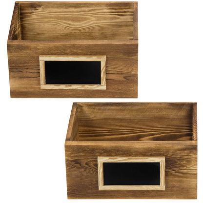 MyGift Rustic Burnt Wood Wall Mounted Mail, File & Magazine Holder Sorter Rack with Chalkboard Label, Set of 2
