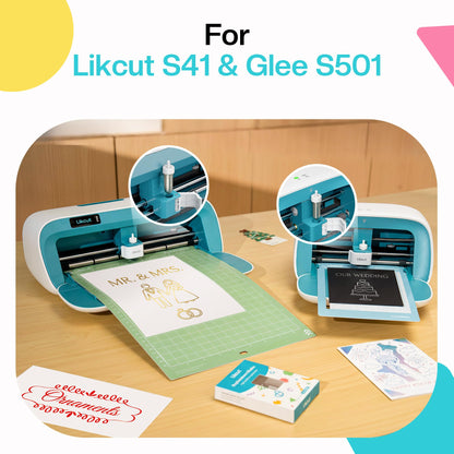 Likcut Foil Transfer Kit Compatible with Likcut S501 & S41 Vinyl Cutter, 3 Interchangeable Tips with Foil Transfer Sheets for Crafting DIY Card Scrapbooking Supplies